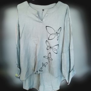 Light weight top with roll up sleeves with buttons